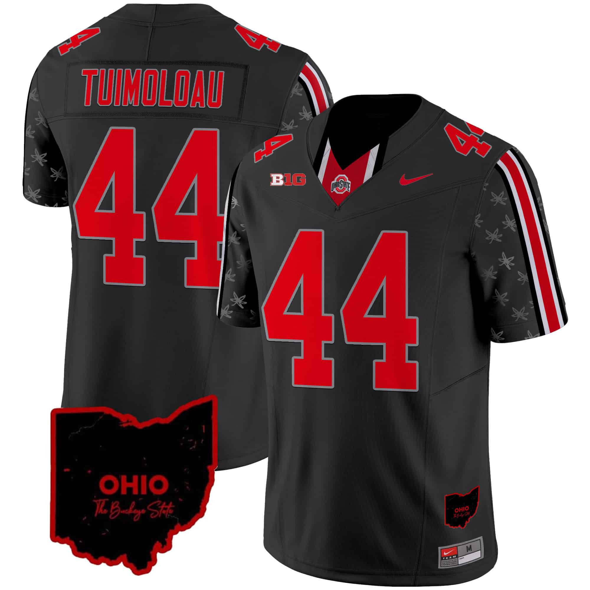 Men Ohio State Buckeyes #44 Tuimoloau Black 2024 Nike Home Patch Vapor Limited NCAA Jersey